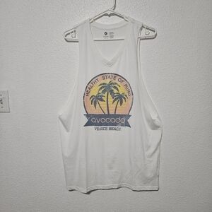 NWT Avocado muscle tee vintage white top raw hem around arms size xl